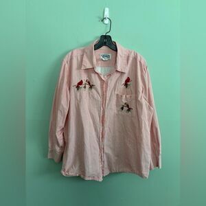 VTG Women’s Country Store Embroidered Cardinal Oversized Grandma Shirt Sz XL